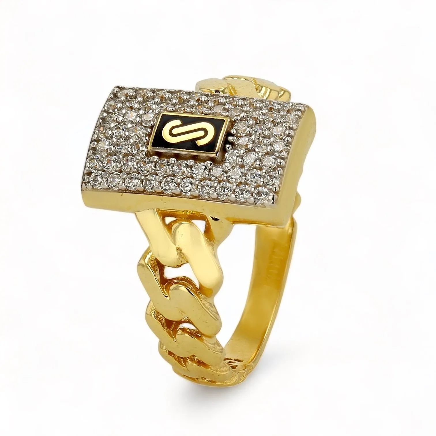 10k yellow gold classic pave original Monaco ring-M005