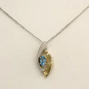 14ct White Gold And Blue Topaz Pendant - BLU22