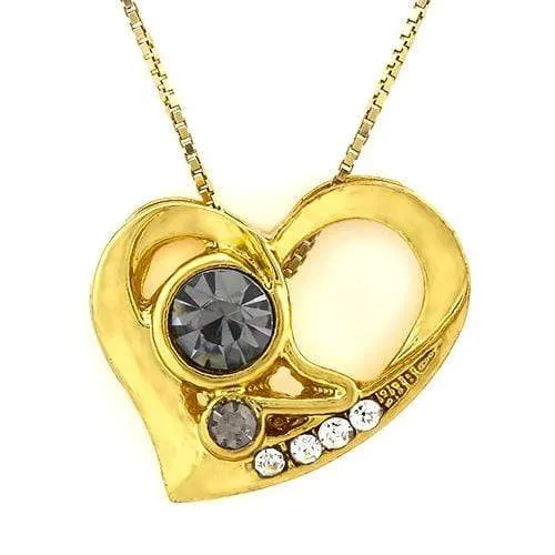 18K Yellow Gold-Plated Heart Shape Light Purple Stone German Silver Pendant Char