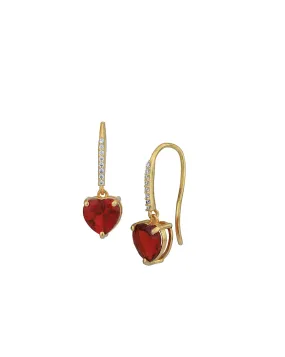 18kt Gold Plated with CZ Heart Drop Earring for women