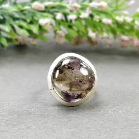 925 Sterling Silver RING : Natural AMETHYST Gemstone Uneven Shape Cabochon Bezel Set Fine Statement Unisex Ring 7US