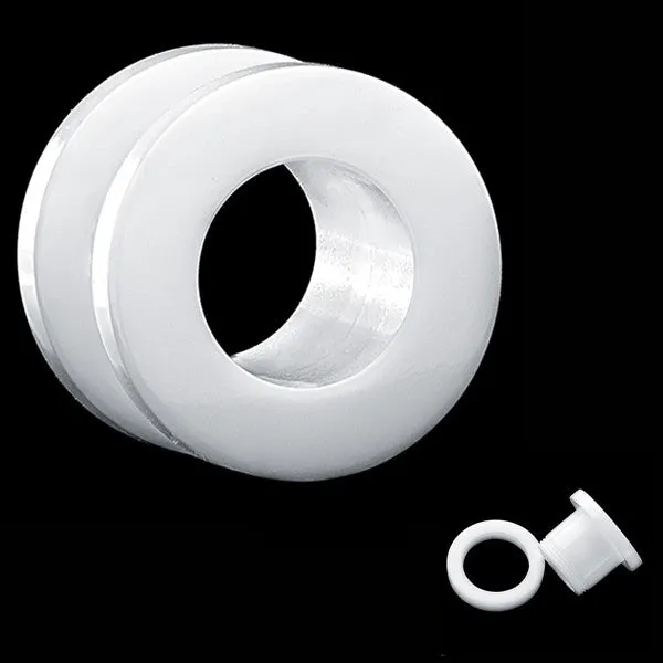 Acrylic Screw Fit Flesh Tunnel - White