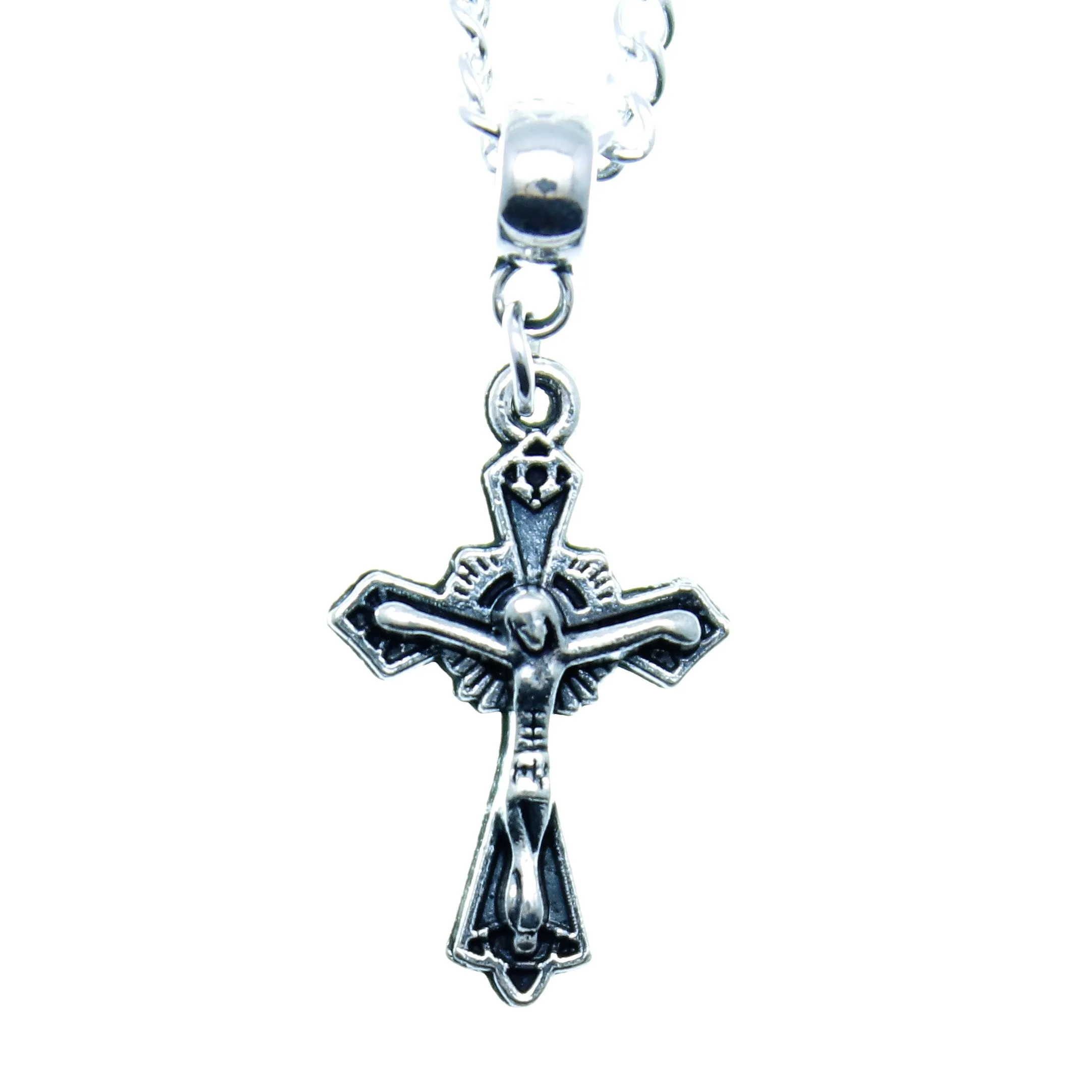 AVBeads Chain Necklace 24 Silver Plated with Silver Cross Charm Pendant 1001