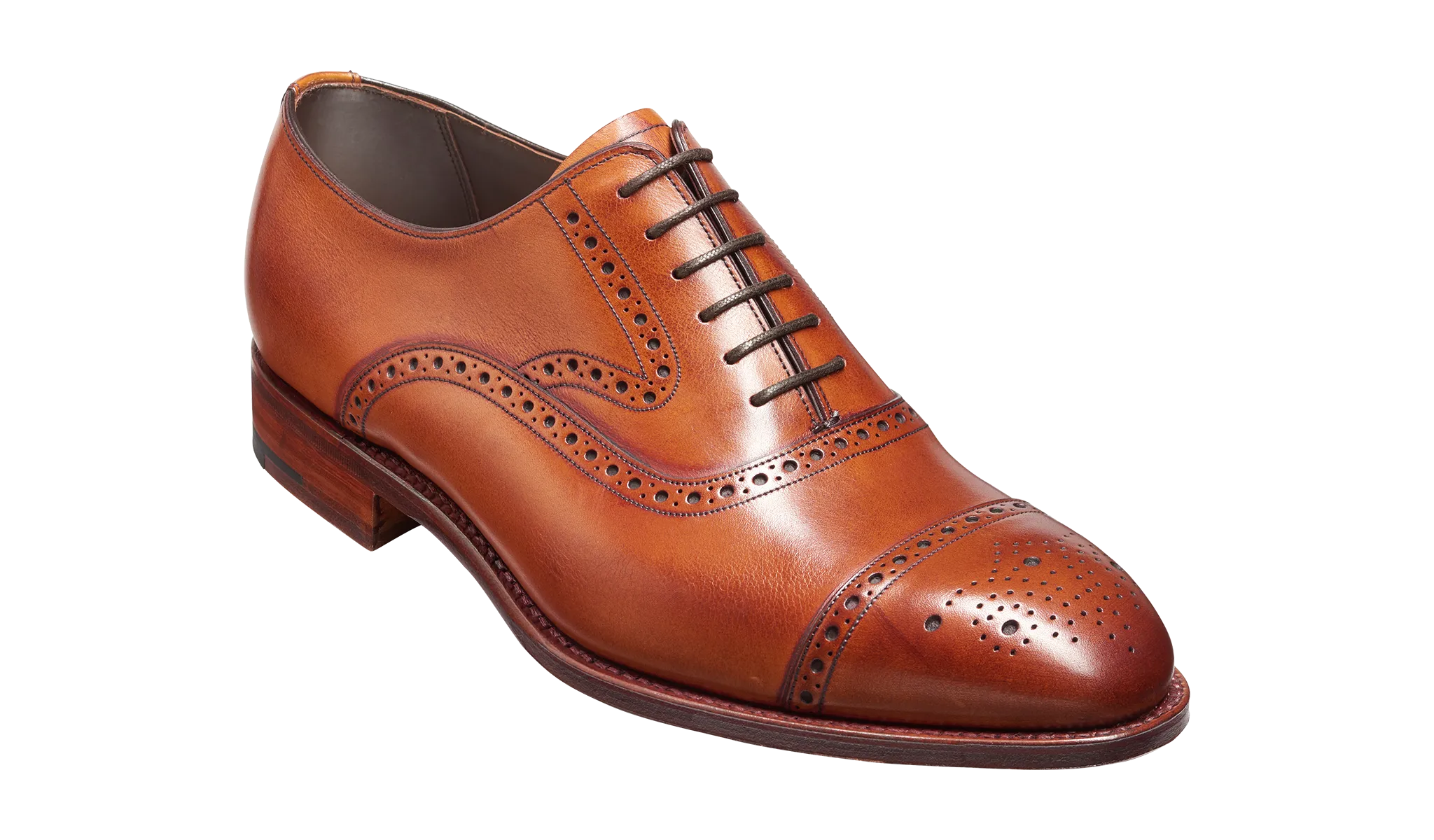 Barker Lerwick Classic semi brogue Oxford Shoe - Antique Rosewood Calf