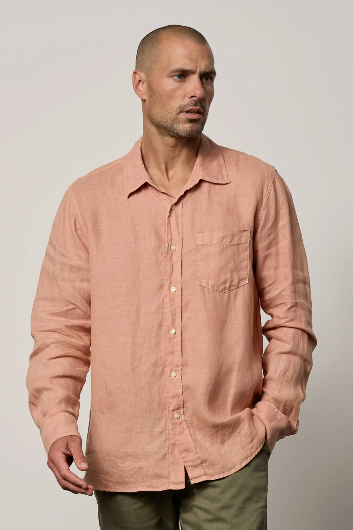 BENTON LINEN BUTTON-UP SHIRT