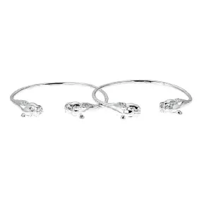 Better Jewelry Panther Ends .925 Sterling Silver West Indian Bangles, 1 pair