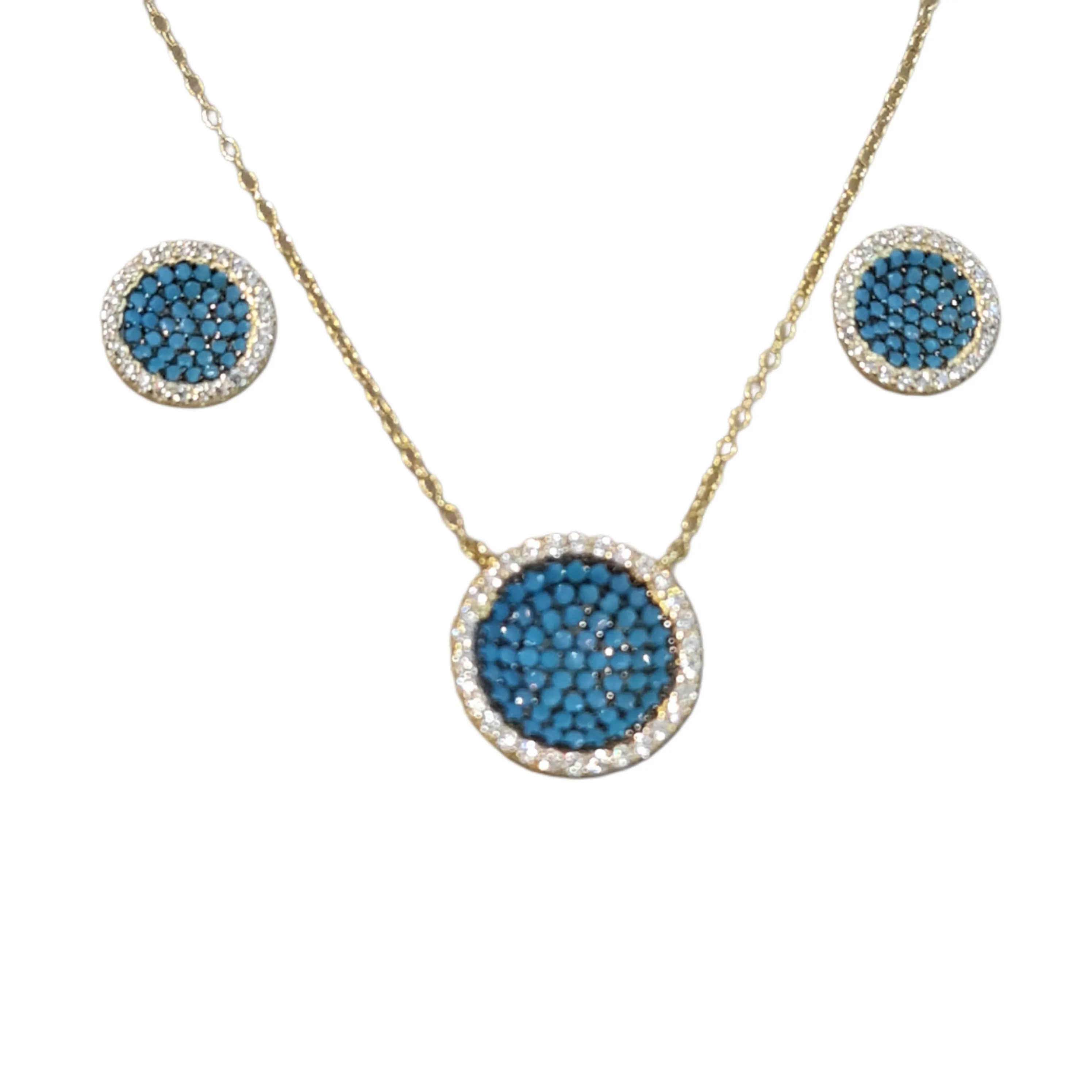 Bianca Blue necklace earring Gold set