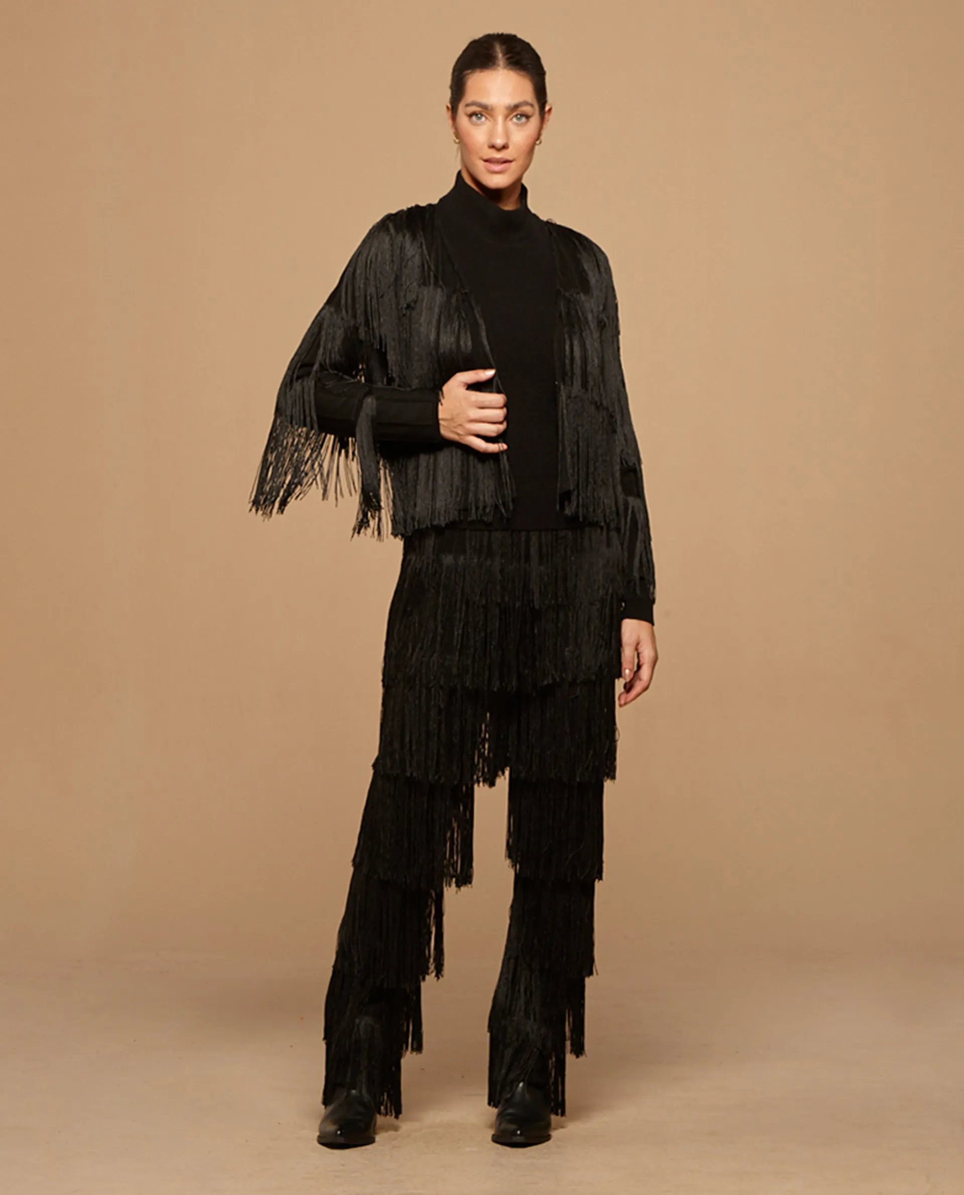 Black Fringes Pants