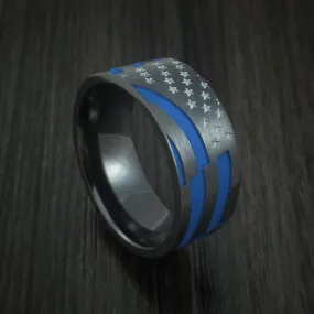 Black Zirconium and Cerakote American Custom Made United States Men's Ring