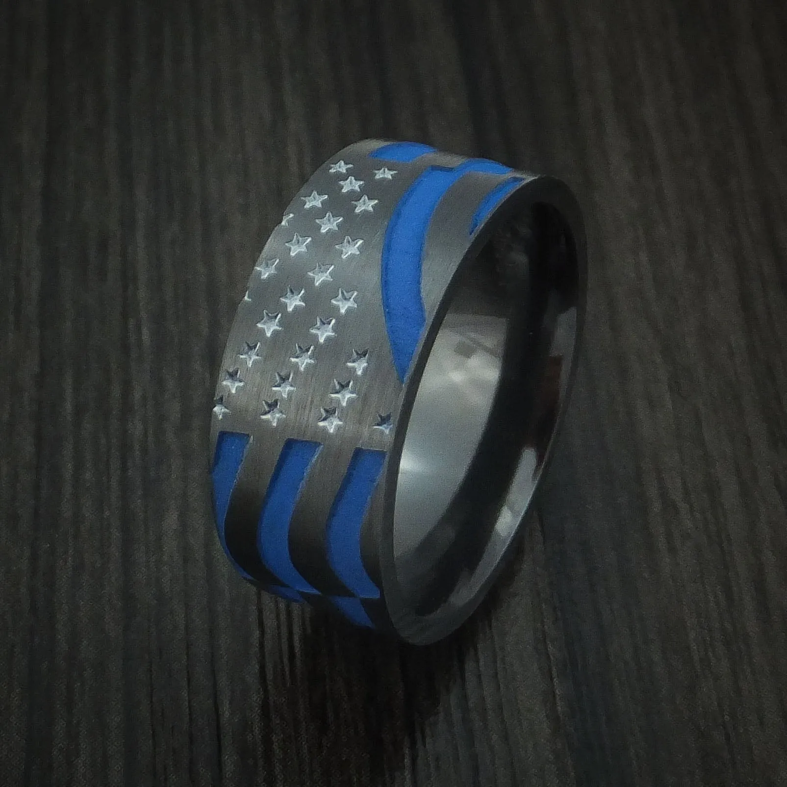 Black Zirconium and Cerakote American Custom Made United States Men's Ring