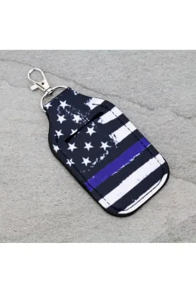 Blue line sanitizer keychain