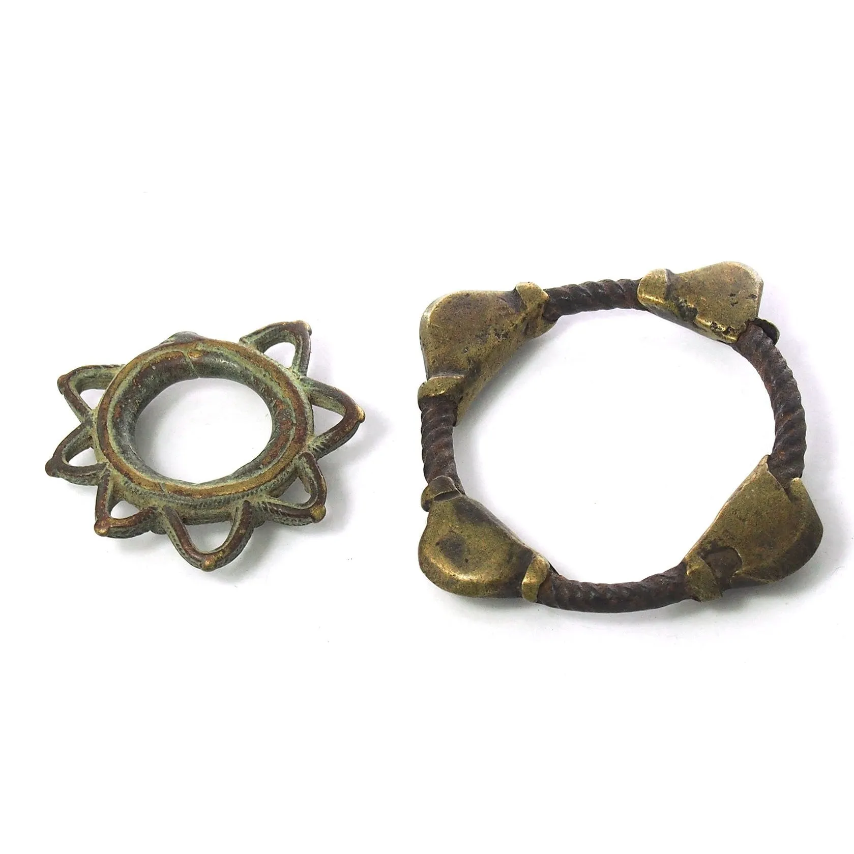 Bronze Thumb Ring and Iron and Brass Child Bracelet from Cte d'Ivoire