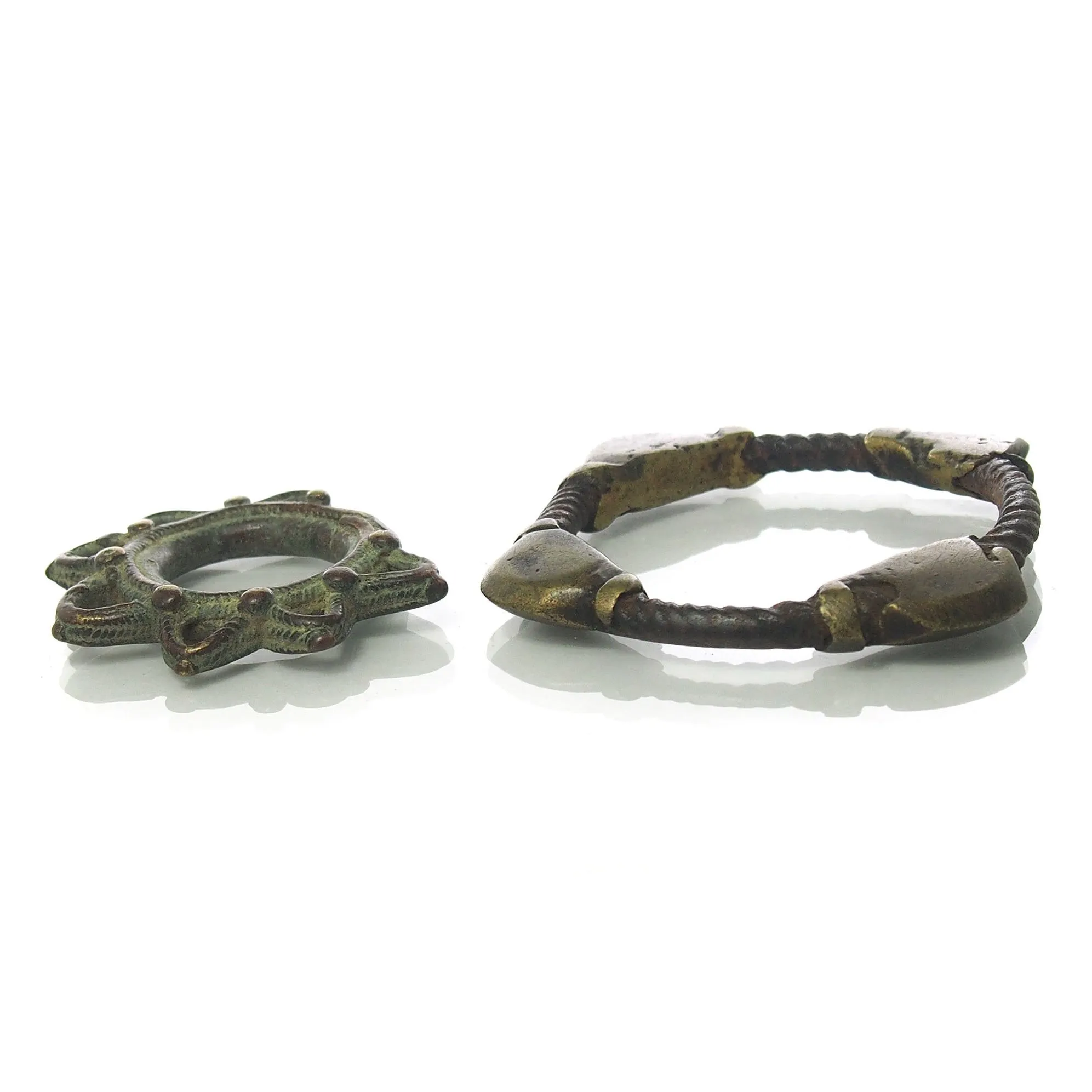 Bronze Thumb Ring and Iron and Brass Child Bracelet from Cte d'Ivoire