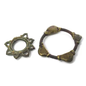 Bronze Thumb Ring and Iron and Brass Child Bracelet from Cte d'Ivoire