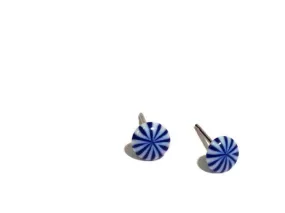 Cobalt & White Tiny Starburst Disc Stud Earrings