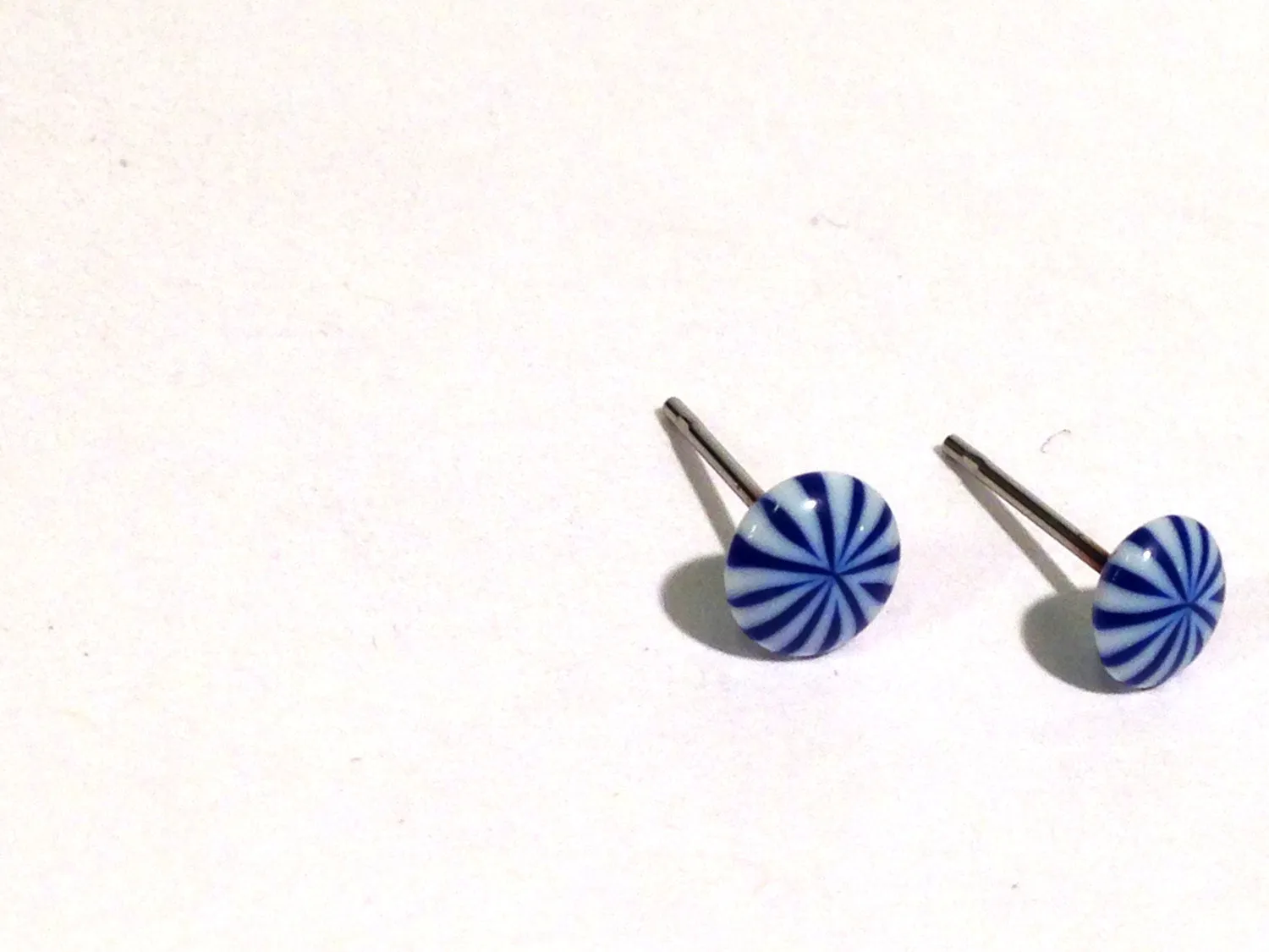 Cobalt & White Tiny Starburst Disc Stud Earrings