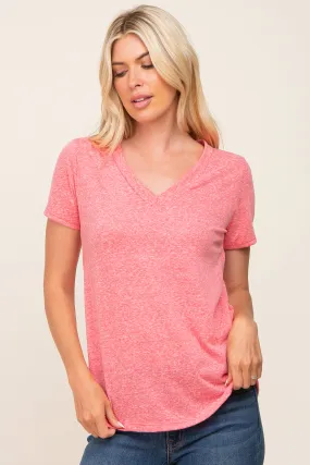 Coral V-Neck Short Sleeve Tee