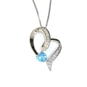 Corona 9ct White Gold Blue Topaz Pendant