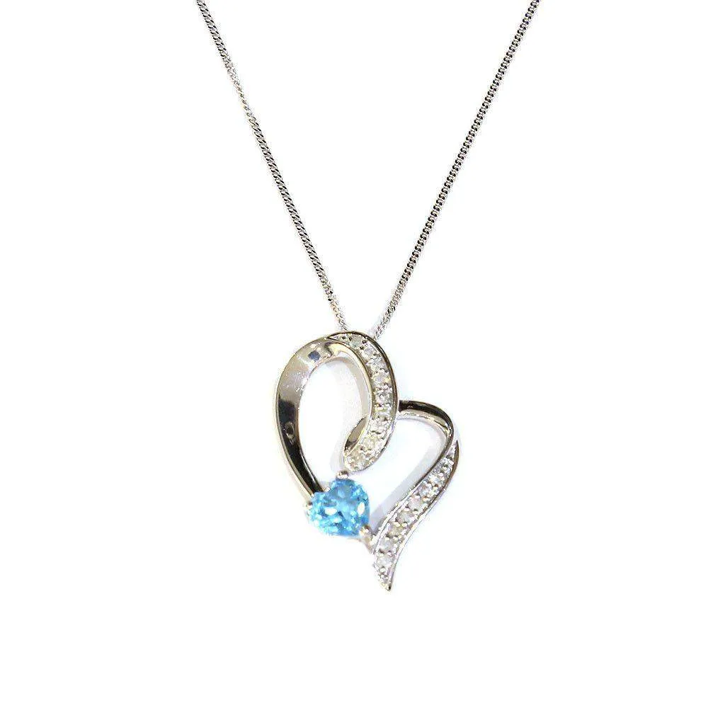 Corona 9ct White Gold Blue Topaz Pendant