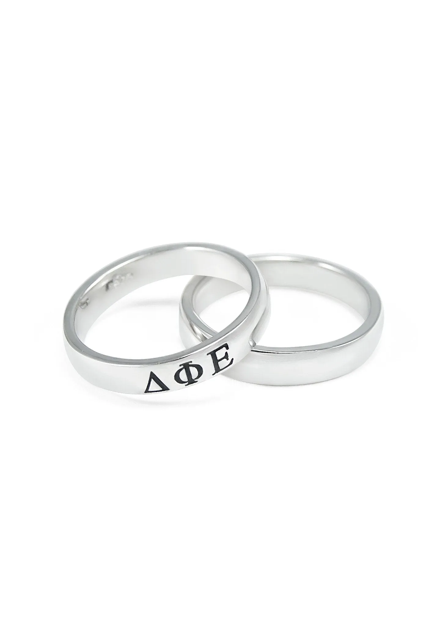 Delta Phi Epsilon Sterling Silver Ring with Black Enamel