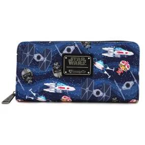 Disney Star Wars Chibi Ship All-Over-Print Zip Around Wallet