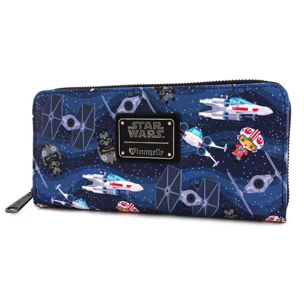 Disney Star Wars Chibi Ship All-Over-Print Zip Around Wallet