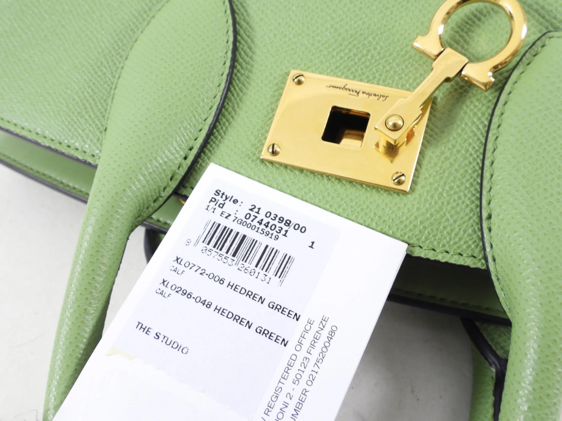 Ferragamo Hedren Green Two Way Tote Bag