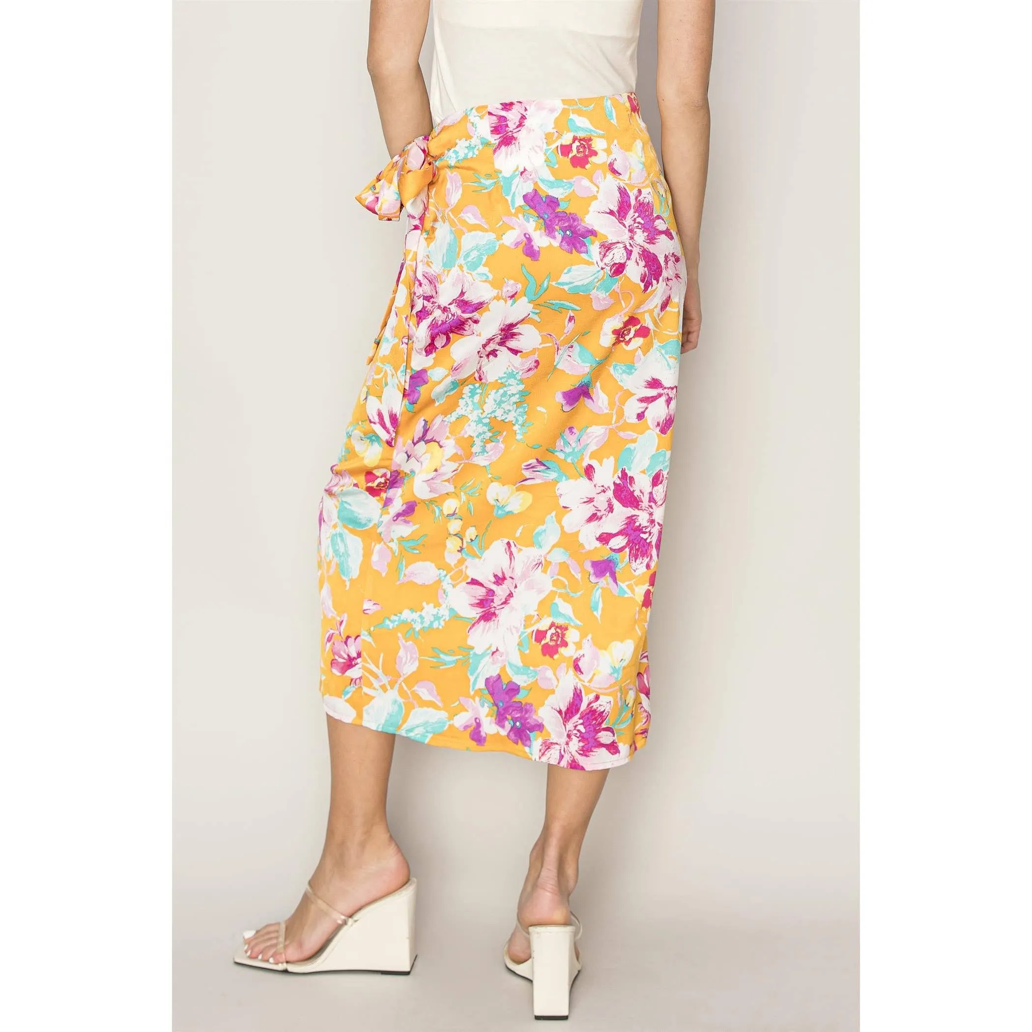 Floral Print Wrap and Tie Skirt