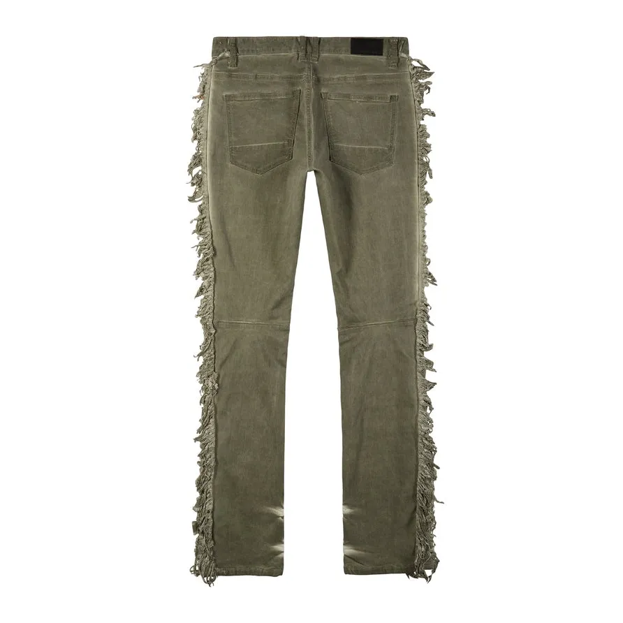 Frayed Stacked Pigment Dyed Pants - Vintage Army