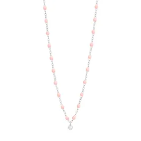 Gigi Supreme Classic 1 Diamond Necklace, Baby Pink, White Gold, 16.5"