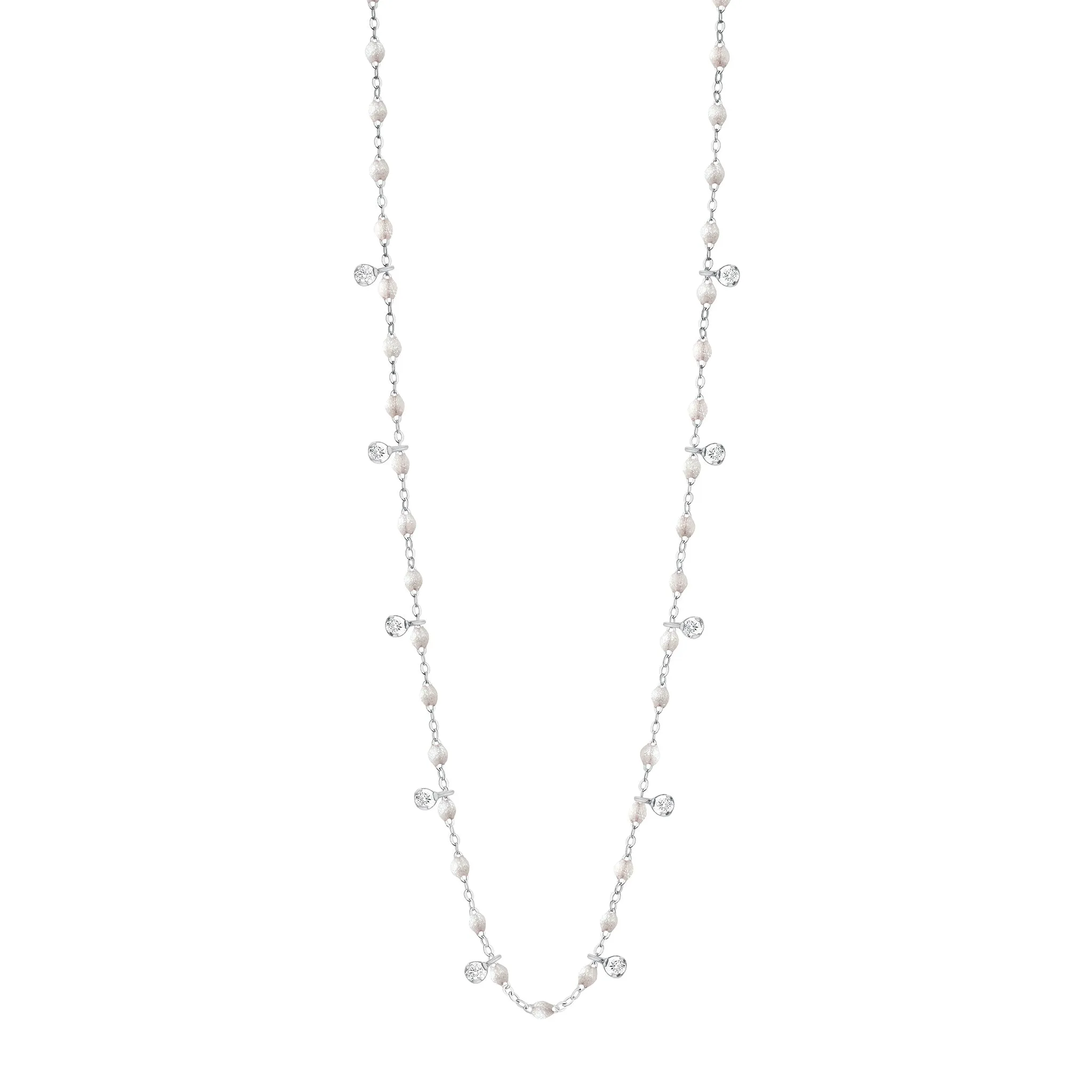 Gigi Supreme Classic 10 Diamond Necklace, Opal, White Gold, 23.6"