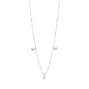 Gigi Supreme Classic 3 Diamond Necklace, White, White Gold, 17.7"