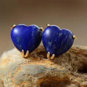 Hearts Lapis Lazuli Stud Earrings