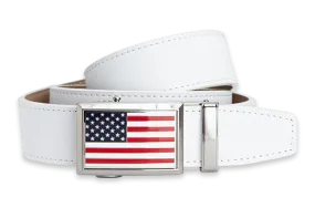 Heritage USA Flag White Classic, 1 3/8 Strap, Dress Belt