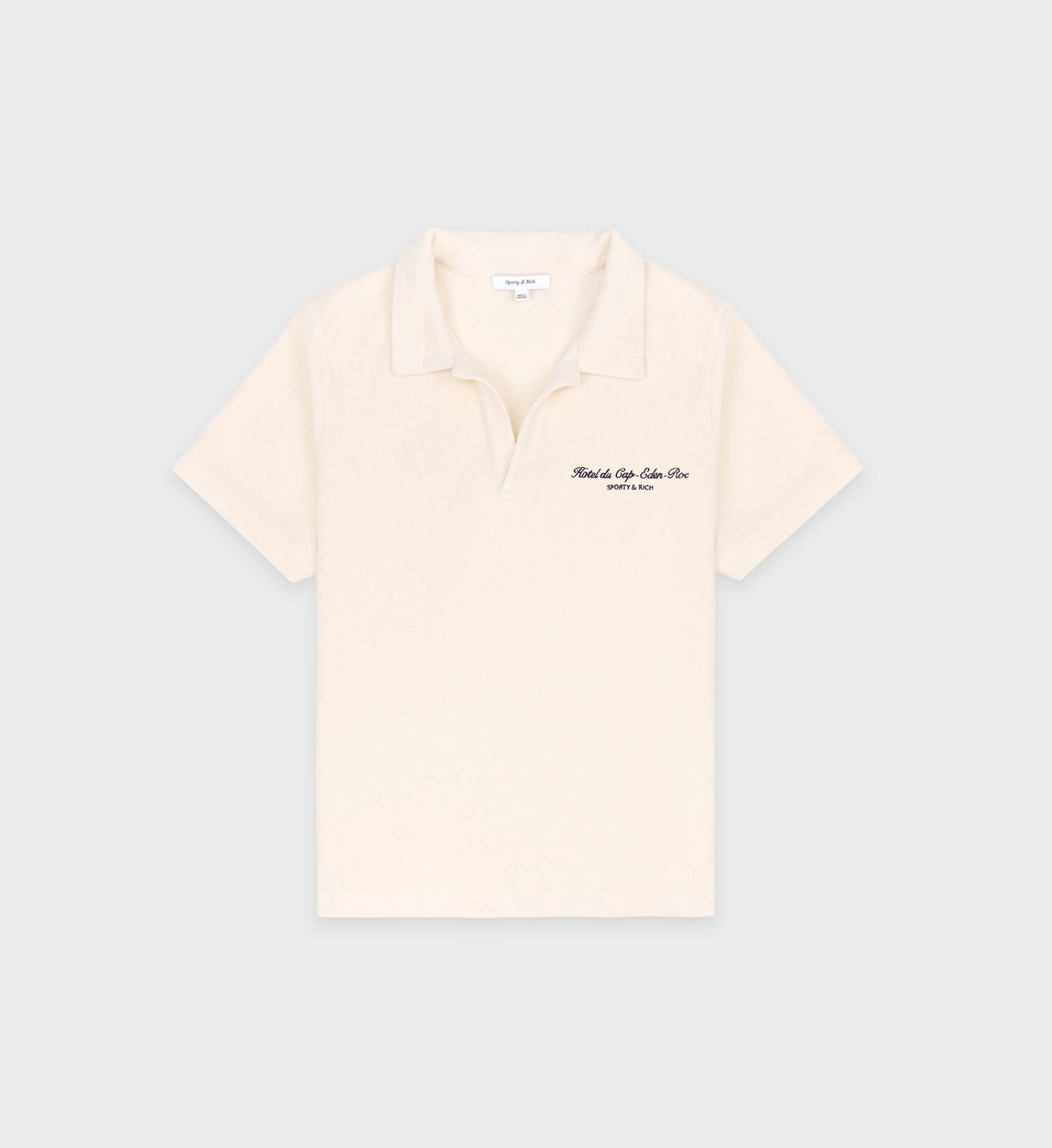 Hotel du Cap Cursive Terry Polo - Cream/Navy