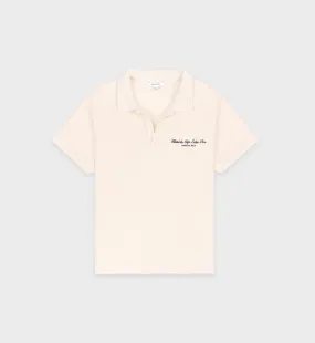 Hotel du Cap Cursive Terry Polo - Cream/Navy