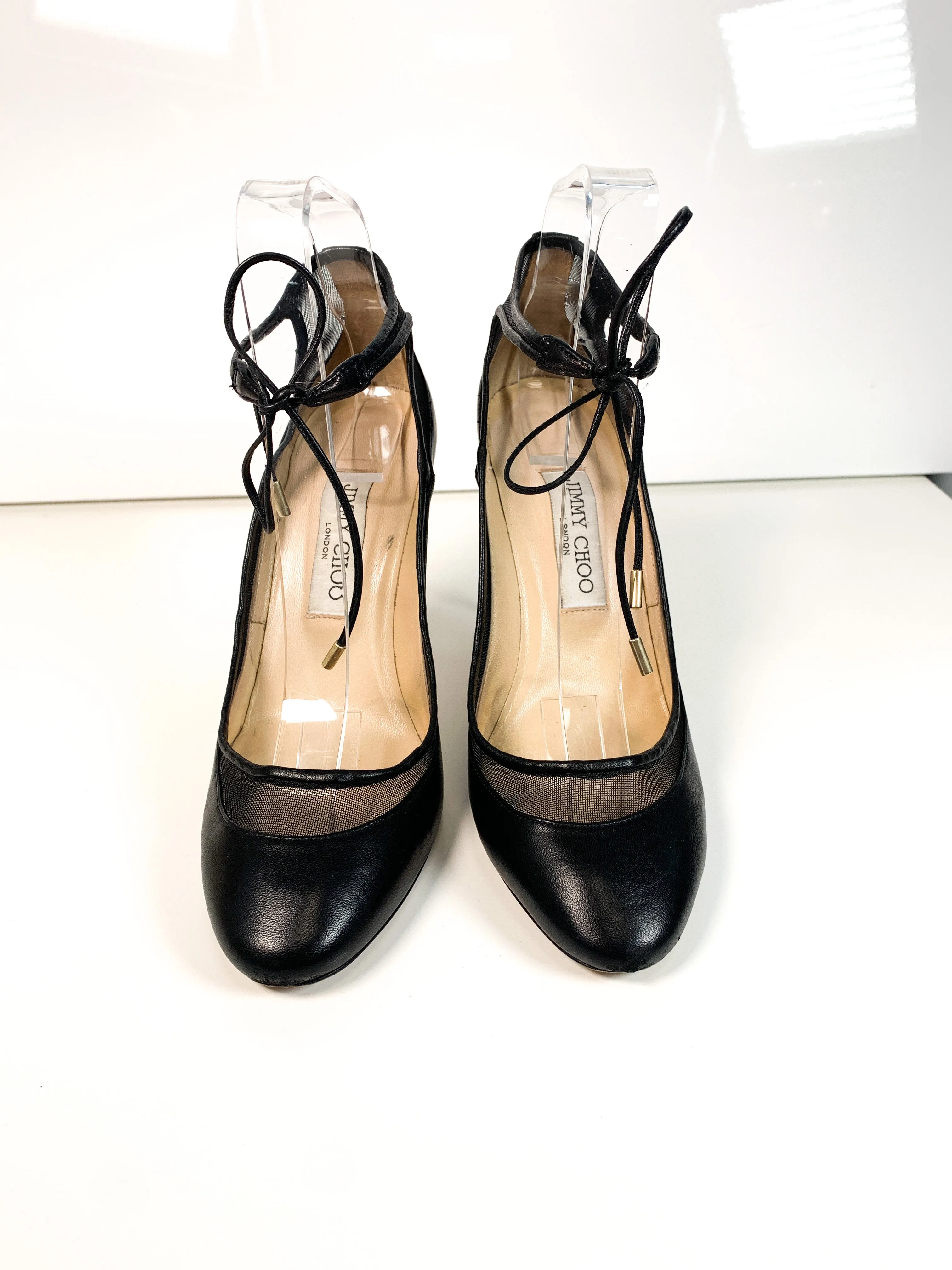 Jimmy Choo Black Mesh Pumps 38