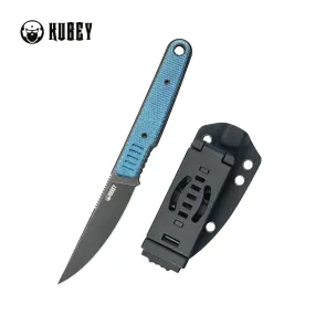 JL Kwaiken Fixie Everyday Carry Fixed Blade Knife Blue Micarta Handle 3.11 Blackwash 14C28N KU355B