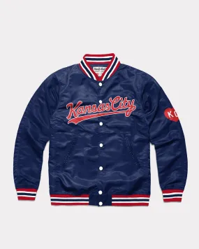 Kansas City Script Navy Blue Varsity Jacket