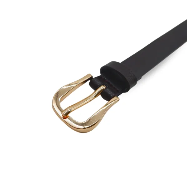 Kiah |  Women's Chocolate Genuine Leather Belt with Golden Buckle