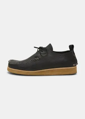 Lawson Leather Moccasin Shoe on Crepe Outsole - Black