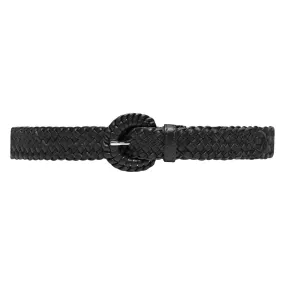 Leather belt with beautiful braided details / 15244 - Black (Nero)