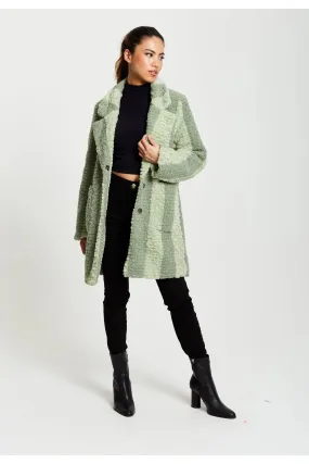 Liquorish Teddy Coat In Stripe