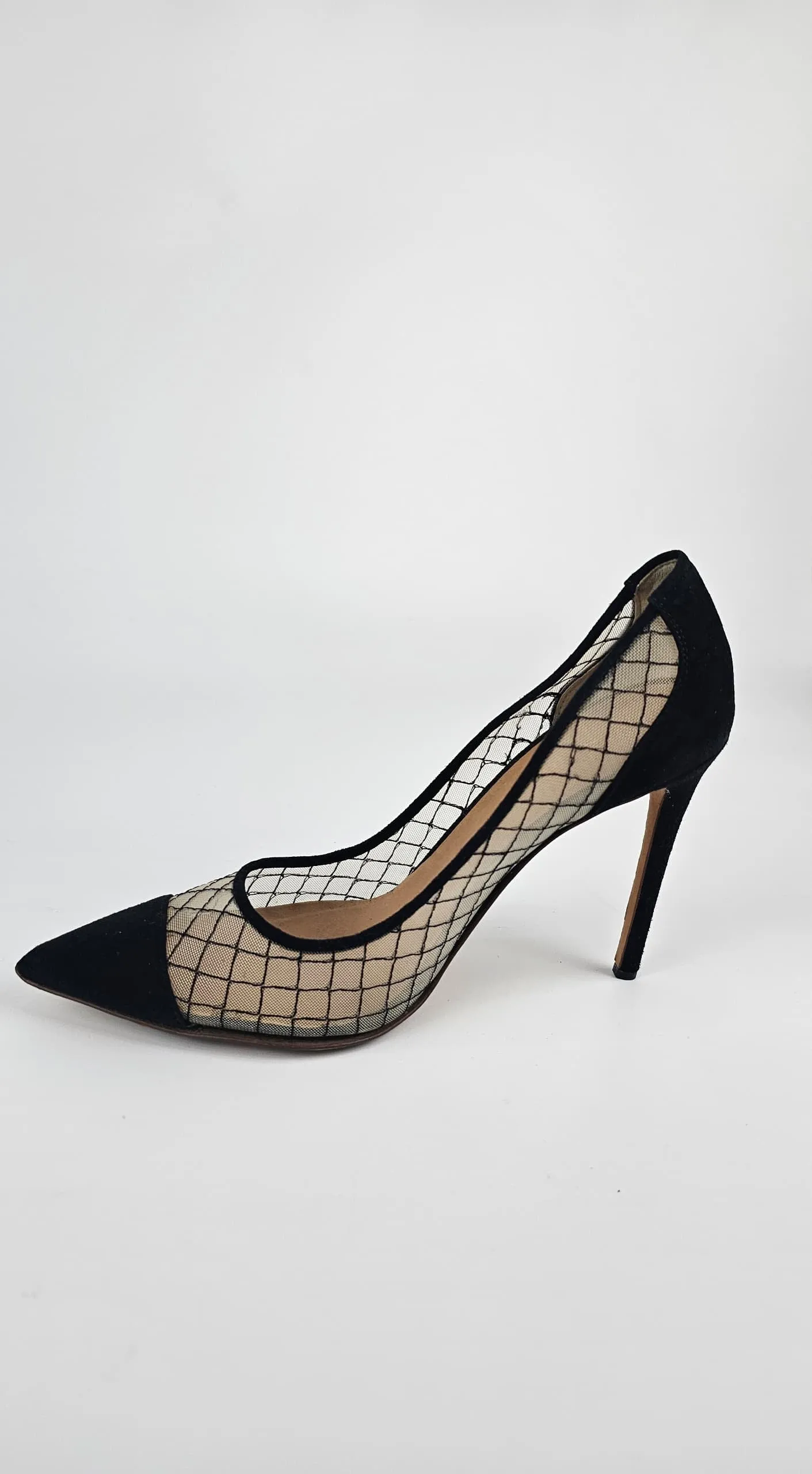 London “Sharkie” Sheer Toe Pumps Black