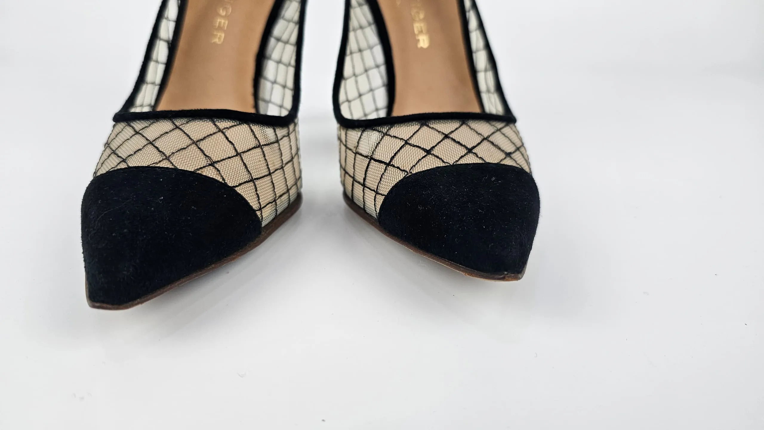 London “Sharkie” Sheer Toe Pumps Black