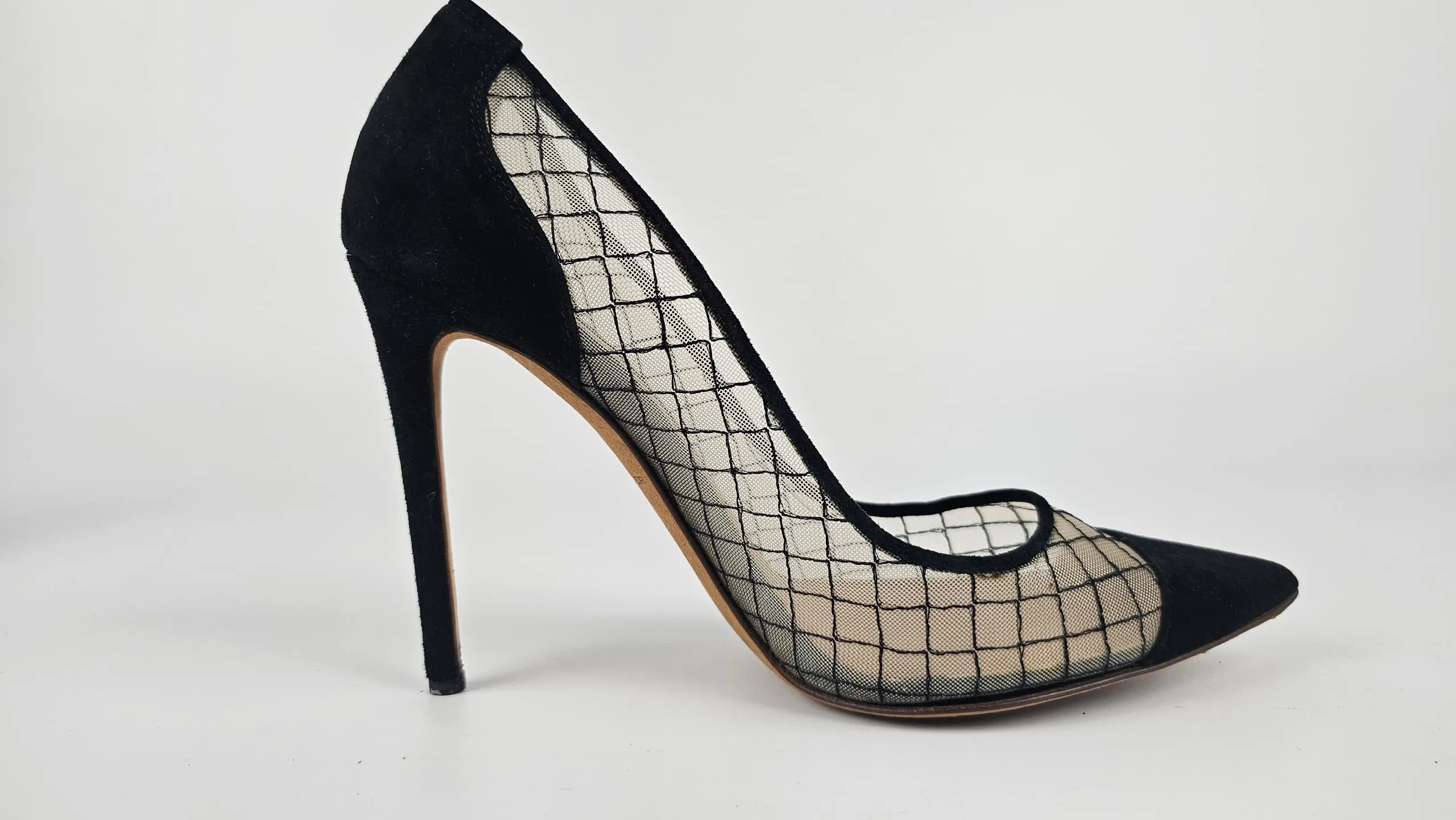 London “Sharkie” Sheer Toe Pumps Black