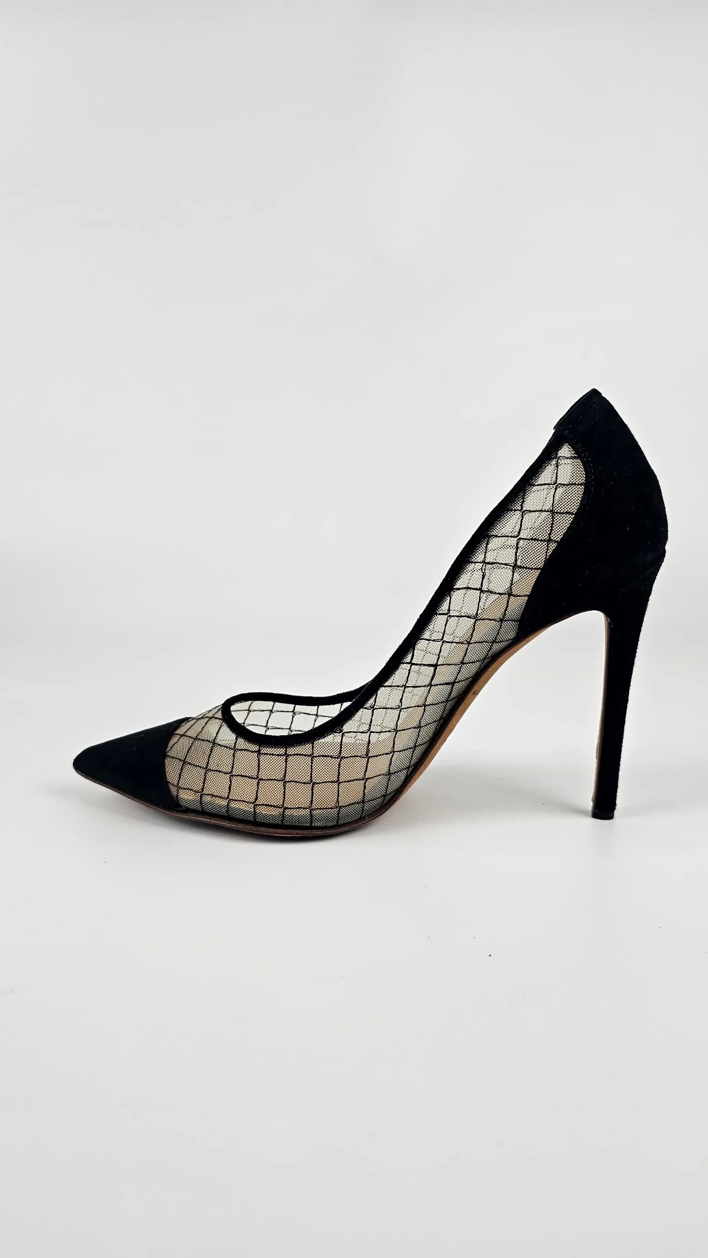 London “Sharkie” Sheer Toe Pumps Black