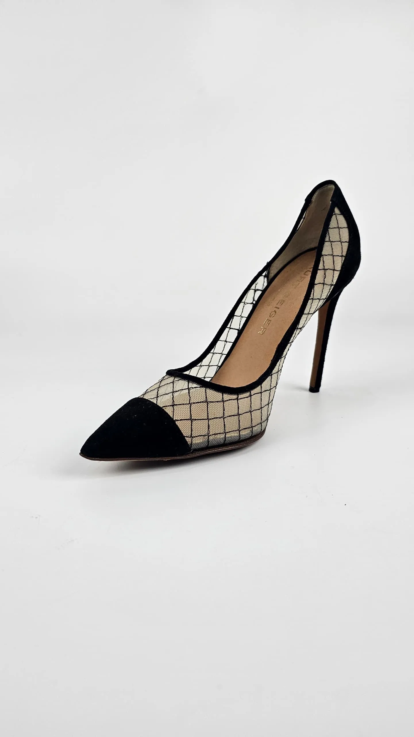 London “Sharkie” Sheer Toe Pumps Black