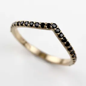 Low Dome Pave V Contour Band with Black Spinel