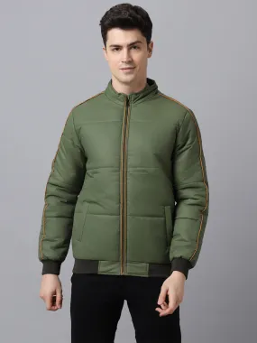 Men's Green Full Sleeve Zippered Puffer Jacket